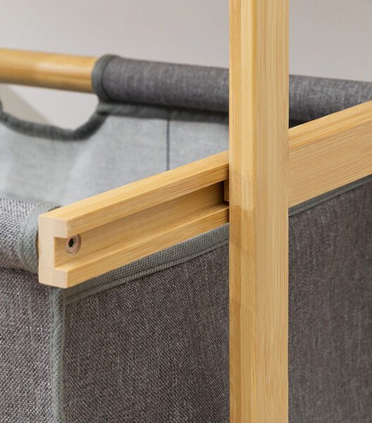 Raft depozitare, Quasar & Co.®, cu 2 sertare, universal, 45 x 32 x 70 cm, bambus/textil, natur/gri - imagine 9