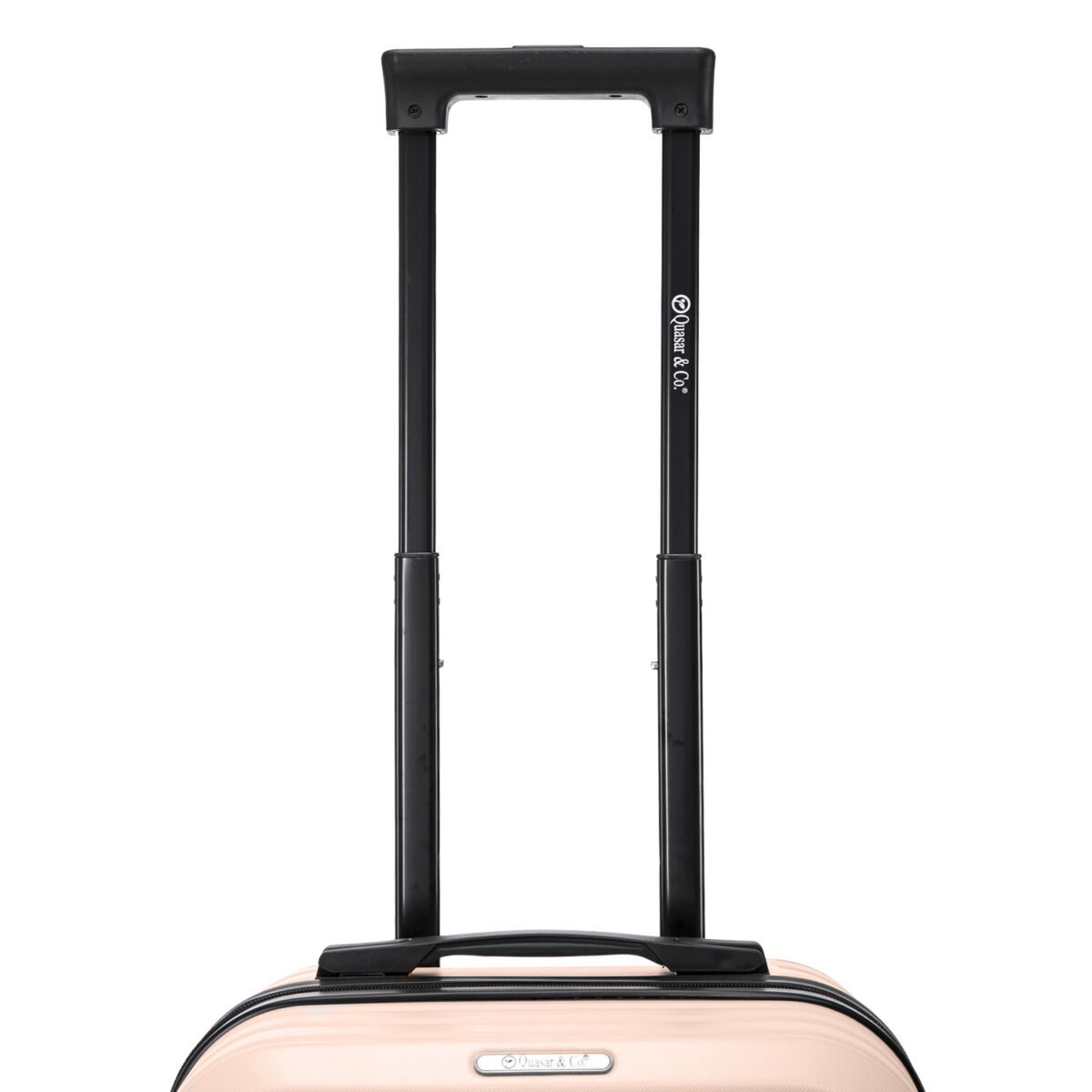 Troler cabina avion Quasar & Co.®, 55x35x22cm, bagaj de mana, troller cu fermoar antifurt, cifru, maner telescopic lung, geamantan cu 4 roti duble silentioase 360°, valiza ABS 2.8 mm, rezistent, port USB, suport de pahar, 10kg, Legend, Somon 7