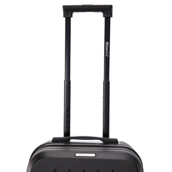 Troler cabina avion Quasar & Co.®, 55x35x22cm, bagaj de mana, troller cu fermoar antifurt, cifru, maner telescopic lung, geamantan cu 4 roti duble silentioase 360°, valiza ABS 2.8 mm, rezistent, port USB, suport de pahar, 10kg, Legend, Negru - imagine 7