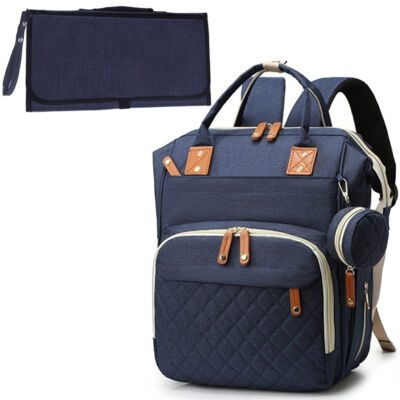 Set geanta/rucsac si saltea pentru infasat, Quasar & Co.®, cu port USB si 14 compartimente, textil, 40 x 30 x 14 cm, albastru inchis 7