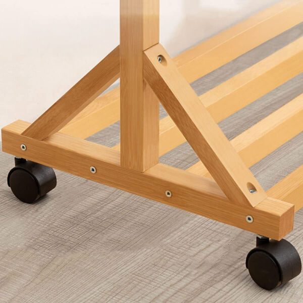 Cuier hol, Quasar & Co.®, cu roti, pretabil imbracaminte/incaltaminte, bambus, 80 x 35 x 155 cm, natur - imagine 5