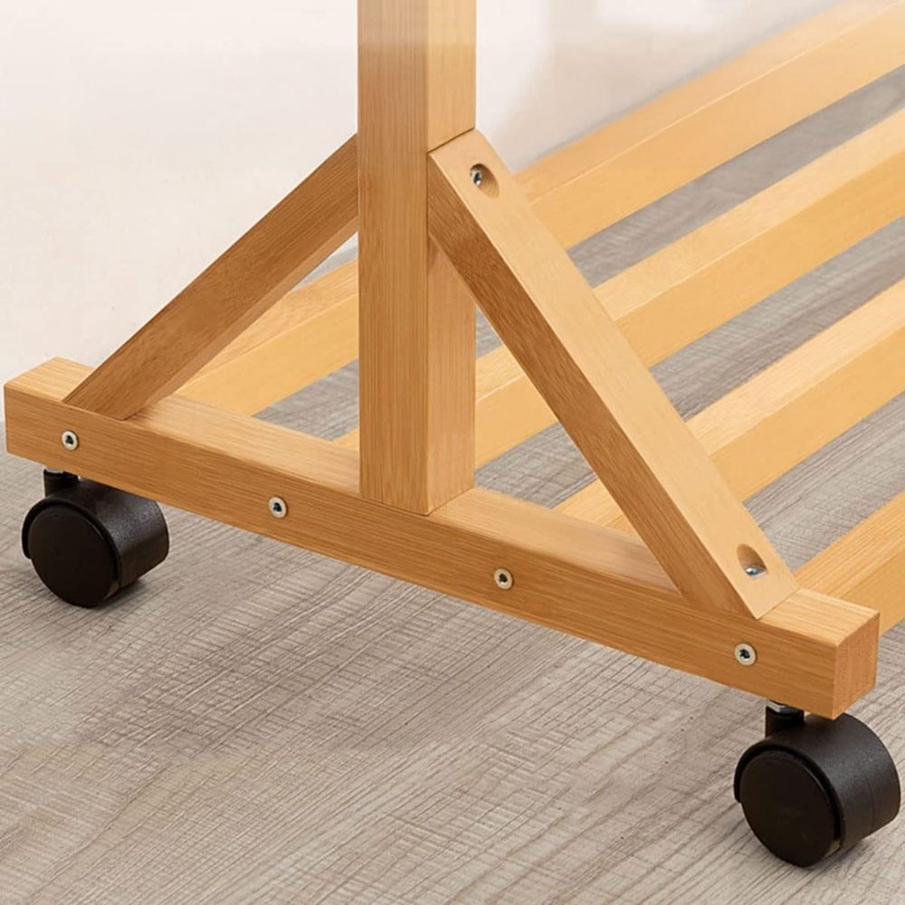 Cuier hol, Quasar & Co.®, cu roti, pretabil imbracaminte/incaltaminte, bambus, 80 x 35 x 155 cm, natur 5 Cuier hol, Quasar & Co.®, cu roti, pretabil imbracaminte/incaltaminte, bambus, 80 x 35 x 155 cm, natur 5