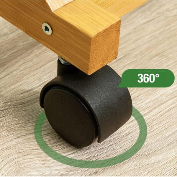 Cuier hol, Quasar & Co.®, cu roti, pretabil imbracaminte/incaltaminte, bambus, 80 x 35 x 155 cm, natur - imagine 7