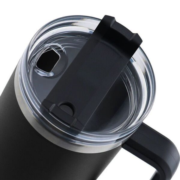 Cana termos cu maner si pai, Quasar & Co.®, cu capac To Go, pentru bauturi calde/reci, otel inoxidabil, 1.2 L, negru - imagine 6
