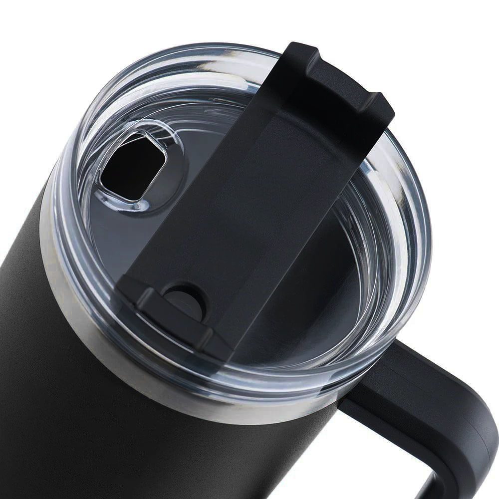 Cana termos cu maner si pai, Quasar & Co.®, cu capac To Go, pentru bauturi calde/reci, otel inoxidabil, 1.2 L, negru 6 Cana termos cu maner si pai, Quasar & Co.®, cu capac To Go, pentru bauturi calde/reci, otel inoxidabil, 1.2 L, negru 6