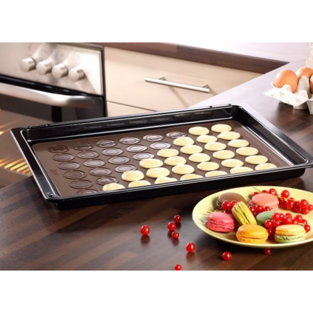 Set cofetarie Quasar & Co.®, foaie 27 macarons, foaie 48 macarons, matrita silicon pentru decor, silicon, maro-mov 3
