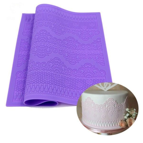 Set cofetarie Quasar & Co.®, foaie 27 macarons, foaie 48 macarons, matrita silicon pentru decor, silicon, maro-mov - imagine 5