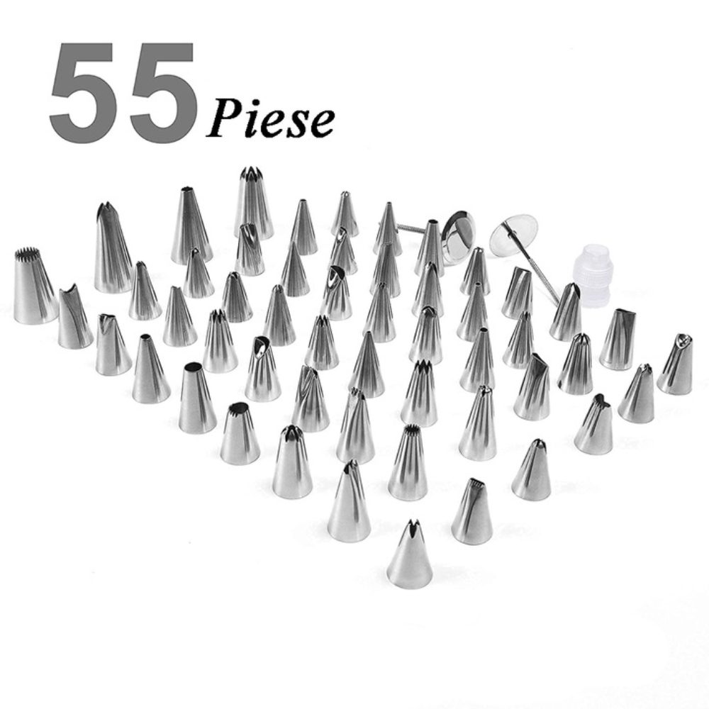 Set cofetarie Quasar & Co.®, foaie 27 macarons, 2 forme decorare cu litere si cifre, 55 duiuri decorare, silicon/metal, maro-gri 5