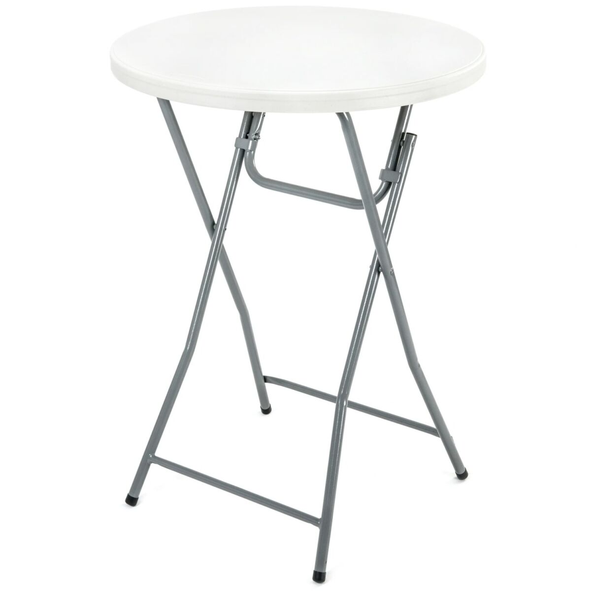 Masa evenimente Quasar & Co.®, banchet/catering, picioare metal pliabile, inalta, rotunda, d 80 cm, h 110 cm, ABS/metal, alb