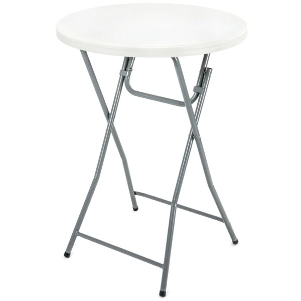Masa evenimente Quasar & Co.®, banchet/catering, picioare metal pliabile, inalta, rotunda, d 80 cm, h 110 cm, ABS/metal, alb - imagine 1