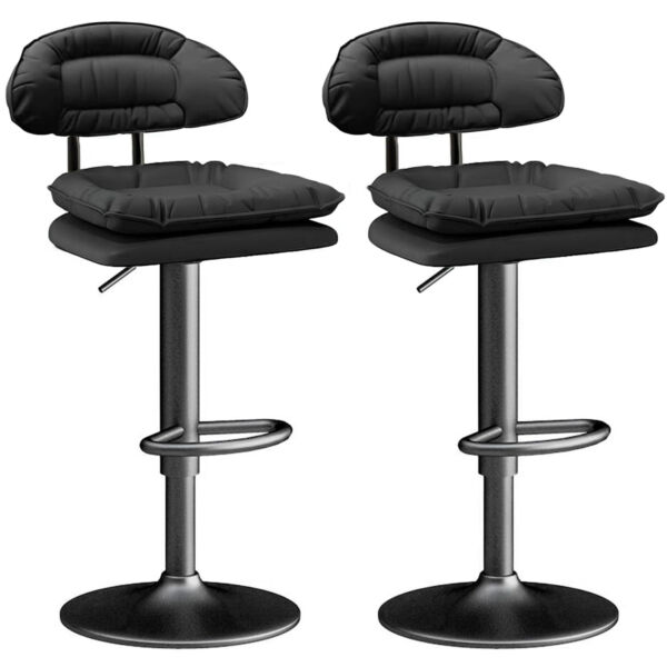Set 2 scaune de bar, Quasar & Co.®, rotativ, sistem rotire 360°, inalt, reglabil pe inaltime, suport picioare, pretabil bucatarie, metal/piele ecologica/burete, CLEO, negru Scaune bar 2026-04-18 2