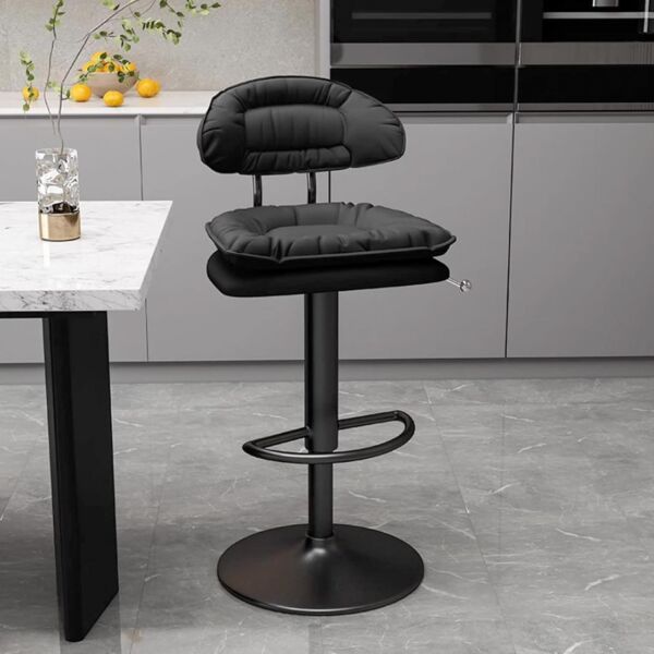 Set 2 scaune de bar, Quasar & Co.®, rotativ, sistem rotire 360°, inalt, reglabil pe inaltime, suport picioare, pretabil bucatarie, metal/piele ecologica/burete, CLEO, negru Scaune bar 2026-04-18