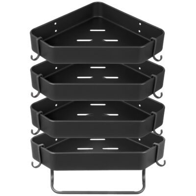Set 4 etajere de colt, Quasar & Co.®, universale, suspendate, cu 2 bare prosop, 4 carlige, 23x23x5 cm, metal, Negru 7 Set 4 etajere de colt, Quasar & Co.®, universale, suspendate, cu 2 bare prosop, 4 carlige, 23x23x5 cm, metal, Negru 7