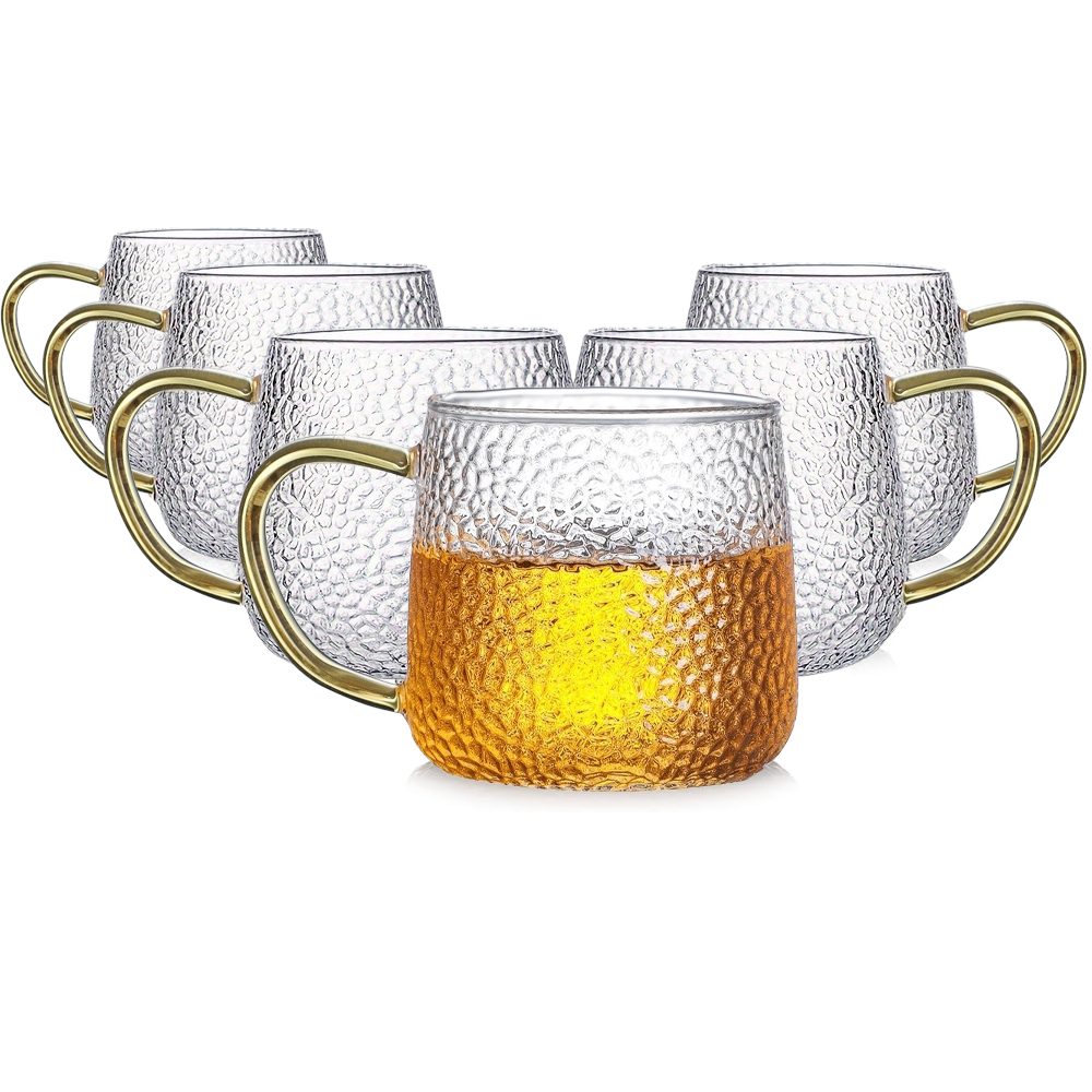 Set 6 cani, Quasar & Co.®, termorezistente, cafea/ceai, 300 ml, sticla borosilicata, transparent