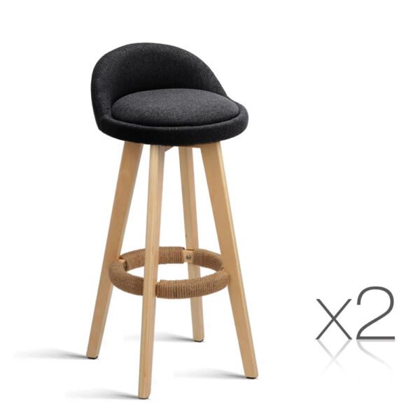 Set 2 scaune bar, Quasar & Co.®, rotative, sistem rotire 360°, inalte, tapitate, pretabile bucatarie, 37x37x80 cm, lemn/textil/burete, LOFT, negru Scaune bar 2026-04-18