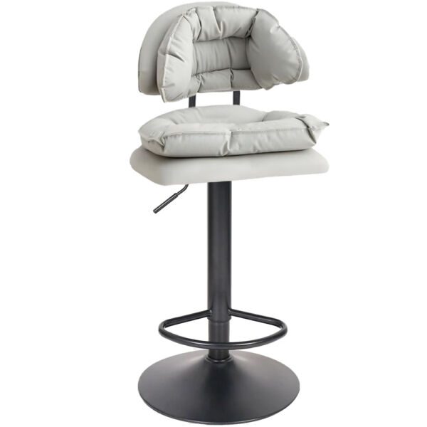 Scaun de bar Quasar & Co.®, rotativ, sistem rotire 360°, inalt, reglabil pe inaltime, suport picioare, scaune pretabile bucatarie, metal/piele ecologica/burete, CLEO, gri Scaune bar 2026-04-18 2