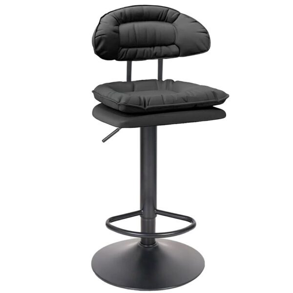 Scaun de bar Quasar & Co.®, rotativ, sistem rotire 360°, inalt, reglabil pe inaltime, suport picioare, scaune pretabile bucatarie, metal/piele ecologica/burete, CLEO, negru Scaune bar 2026-04-18 2