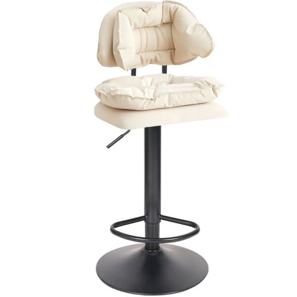 Scaun de bar Quasar & Co.®, rotativ, sistem rotire 360°, inalt, reglabil pe inaltime, suport picioare, scaune pretabile bucatarie, metal/piele ecologica/burete, CLEO, crem Scaune bar 2026-04-18 2