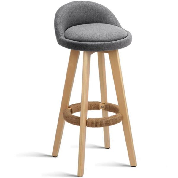 Scaun de bar Quasar & Co.®, rotativ, sistem rotire 360°, inalt, tapitat, scaune pretabile bucatarie, 37x37x80 cm, lemn/textil/burete, LOFT, gri Scaune bar 2026-04-18 2