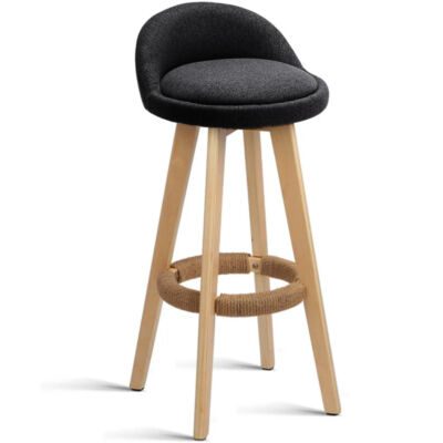 Scaun de bar Quasar & Co.®, rotativ, sistem rotire 360°, inalt, tapitat, scaune pretabile bucatarie, 37x37x80 cm, lemn/textil/burete, LOFT, negru 7