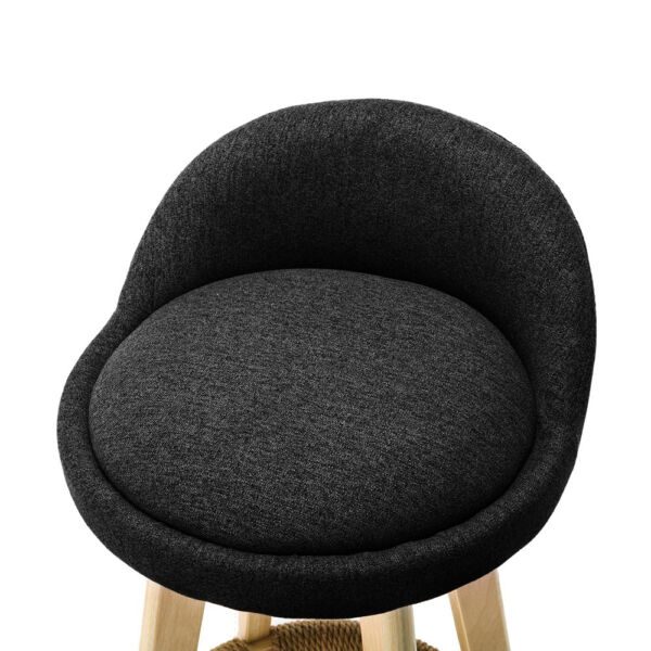 Scaun de bar Quasar & Co.®, rotativ, sistem rotire 360°, inalt, tapitat, scaune pretabile bucatarie, 37x37x80 cm, lemn/textil/burete, LOFT, negru Scaune bar 2026-04-18