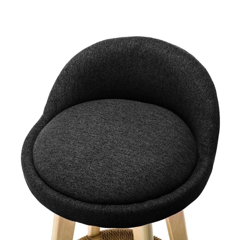 Scaun de bar Quasar & Co.®, rotativ, sistem rotire 360°, inalt, tapitat, scaune pretabile bucatarie, 37x37x80 cm, lemn/textil/burete, LOFT, negru 2