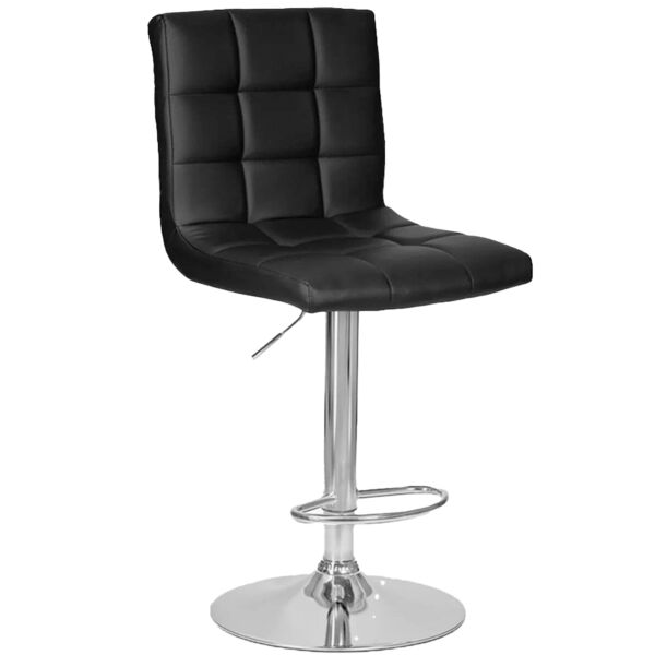 Scaun de bar Quasar & Co.®, inalt, inaltime reglabila, rotativ, sistem rotire 360°, picior antiderapant, baza cromata, suport fix metalic pentru picioare, scaune pretabile bucatarie, piele ecologica, MODO, negru Scaune bar 2026-04-18 2