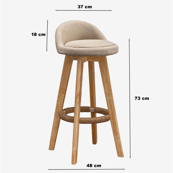 Scaun de bar Quasar & Co.®, rotativ, sistem rotire 360°, inalt, tapitat, scaune pretabile bucatarie, 37x37x80 cm, lemn/textil/burete, LOFT, negru - imagine 6