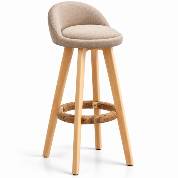Scaun inalt bar, Quasar & Co.®, scaune bar cu sistem rotire 360°, rotative, tapitate, pretabile bucatarie, lemn / textil, LOFT, ivoire