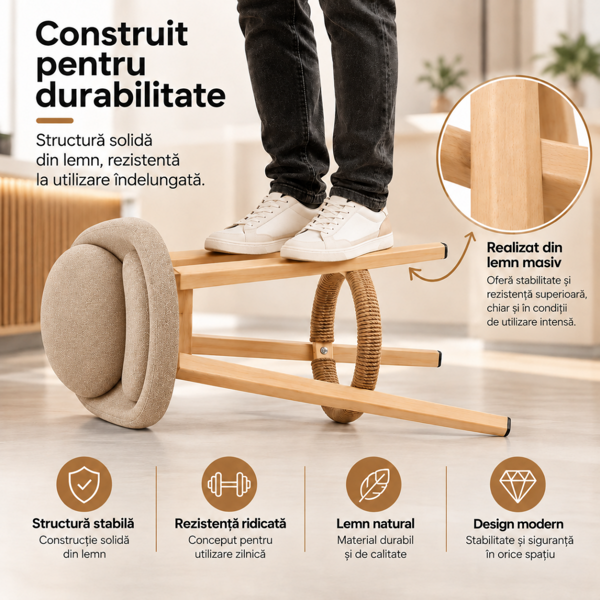 Set 2 scaune inalte bar, Quasar & Co.®, scaun bar cu sistem rotire 360°, rotative, tapitate, pretabile bucatarie, lemn / textil, LOFT, ivoire 3