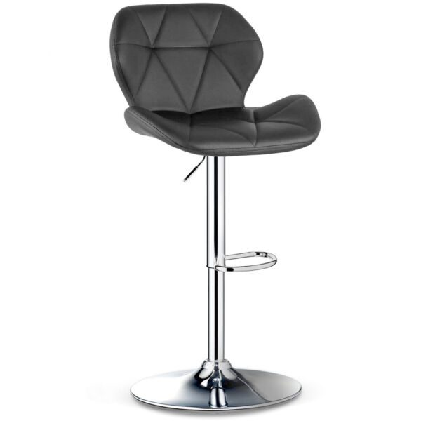 Scaun de bar Quasar & Co.®, inalt, inaltime reglabila, rotativ, sistem rotire 360°, picior antiderapant, baza cromata, suport fix metalic pentru picioare, sezut tip scoica, scaune pretabile bucatarie, piele ecologica, NOMA, negru Scaune bar 2026-04-18 2