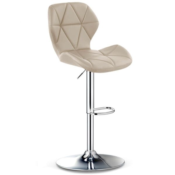 Scaun de bar Quasar & Co.®, inalt, inaltime reglabila, rotativ, sistem rotire 360°, picior antiderapant, baza cromata, suport fix metalic pentru picioare, sezut tip scoica, scaune pretabile bucatarie, piele ecologica, NOMA, ivoire Scaune bar 2026-04-18 2
