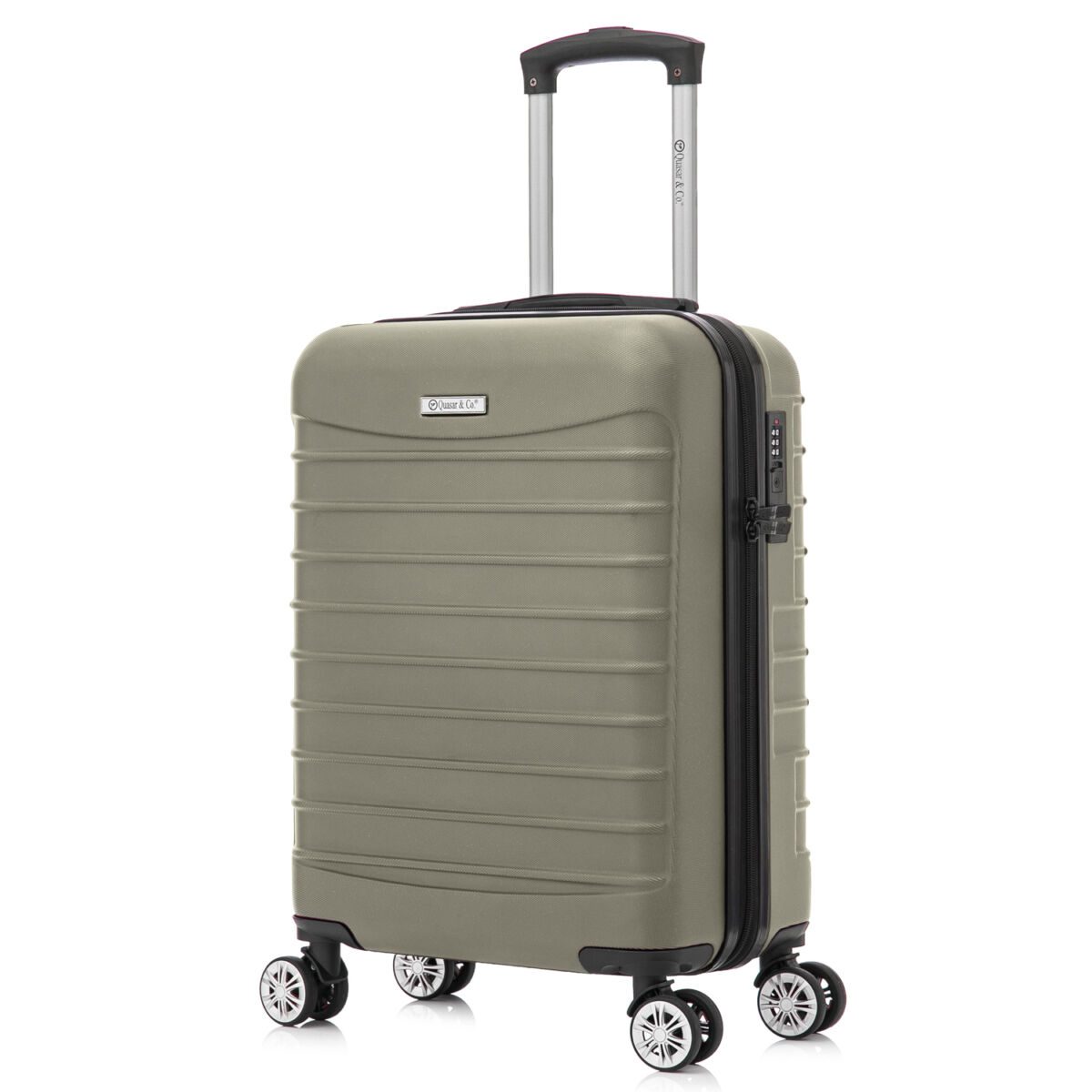 Set 2 trolere cabina Quasar & Co.®, 40x30x20 cm cu roti detasabile si 55x36x20 cm, bagaj de mana, troller cu fermoar antifurt, cifru, maner telescopic lung, geamantan 4 roti duble 360°, valiza ABS 2.8 mm rezistent, 10kg, LINE, Sampanie 4 Set 2 trolere cabina Quasar & Co.®, 40x30x20 cm cu roti detasabile si 55x36x20 cm, bagaj de mana, troller cu fermoar antifurt, cifru, maner telescopic lung, geamantan 4 roti duble 360°, valiza ABS 2.8 mm rezistent, 10kg, LINE, Sampanie 4