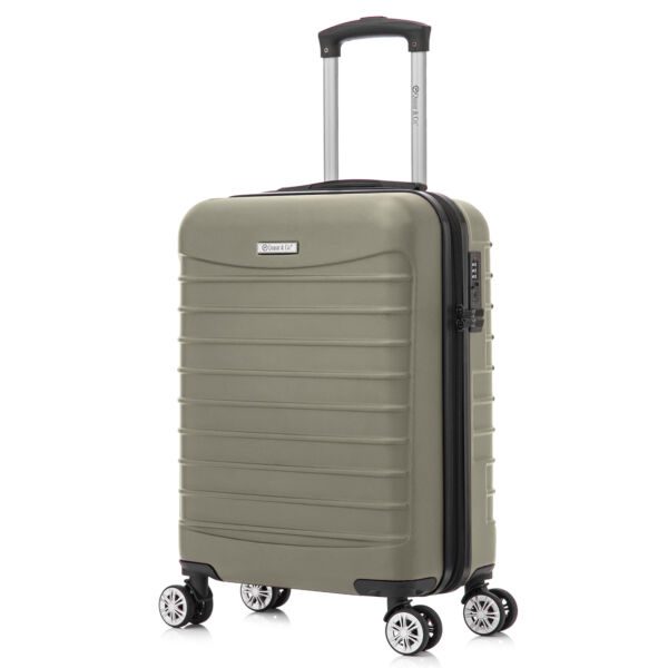 Set 2 trolere cabina Quasar & Co.®, 40x30x20 cm cu roti detasabile si 55x36x20 cm, bagaj de mana, troller cu fermoar antifurt, cifru, maner telescopic lung, geamantan 4 roti duble 360°, valiza ABS 2.8 mm rezistent, 10kg, LINE, Sampanie - imagine 4