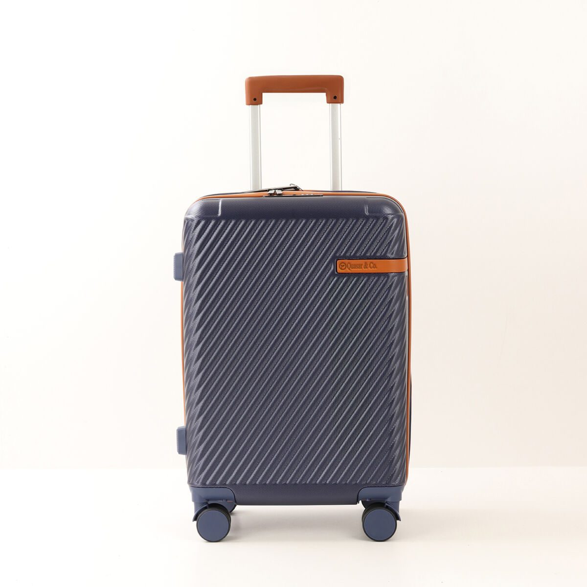 Troler mare Quasar & Co.®, 74x48x30 cm, bagaj de cala, valiza cu cifru, maner telescopic lung, geamantan cu 4 roti duble silentioase 360°, ABS, 2 compartimente cu buzunar, LUXOR, albastru 3