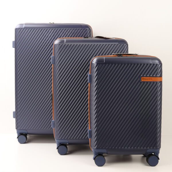 Set 3 trolere, Quasar & Co.®, S/M/L, valize, bagaje cu cifru, maner telescopic, geamantane cu 4 roti duble silentioase 360°, ABS, cate 2 compartimente cu buzunar, LUXOR, albastru - imagine 3
