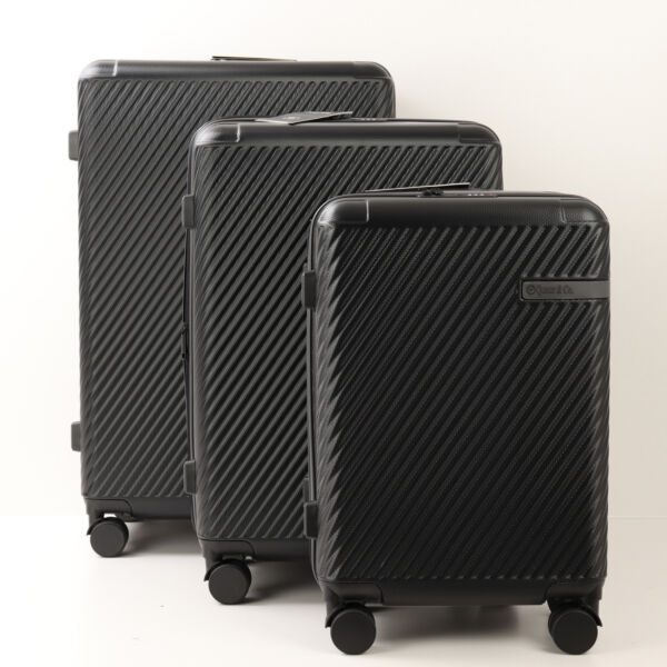 Set 3 trolere, Quasar & Co.®, S/M/L, valize, bagaje cu cifru, maner telescopic, geamantane cu 4 roti duble silentioase 360°, ABS, cate 2 compartimente cu buzunar, LUXOR, negru - imagine 3