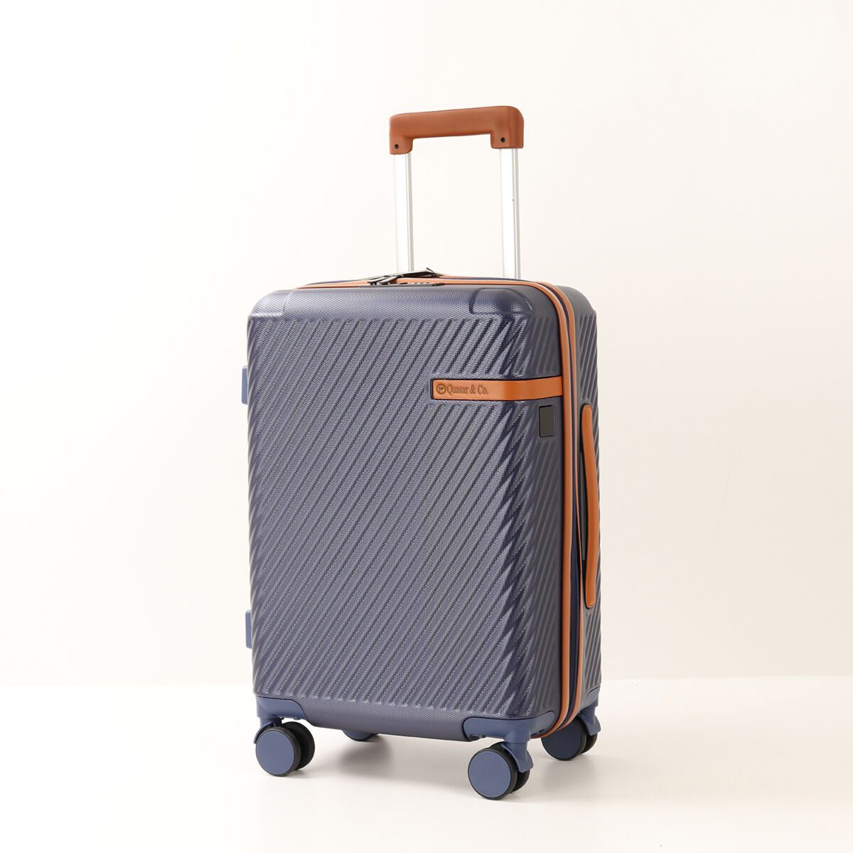 Troler mare Quasar & Co.®, 74x48x30 cm, bagaj de cala, valiza cu cifru, maner telescopic lung, geamantan cu 4 roti duble silentioase 360°, ABS, 2 compartimente cu buzunar, LUXOR, albastru 4