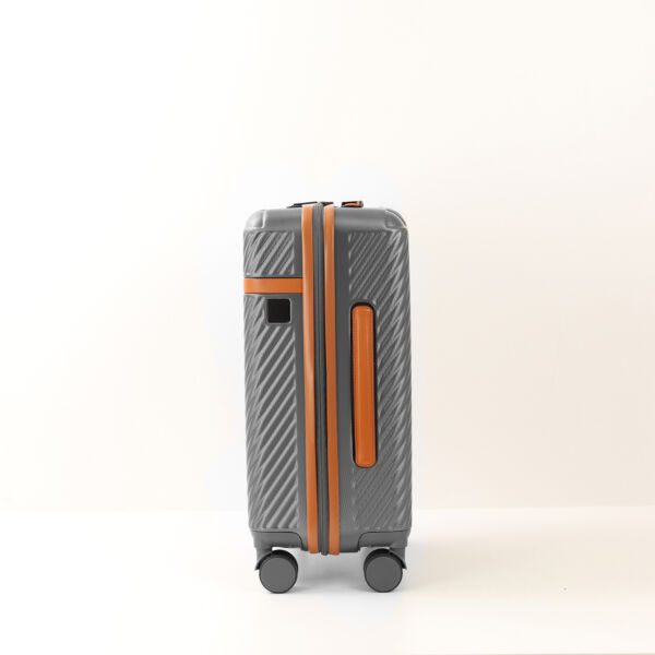Troler mare Quasar & Co.®, 74x48x30 cm, bagaj de cala, valiza cu cifru, maner telescopic lung, geamantan cu 4 roti duble silentioase 360°, ABS, 2 compartimente cu buzunar, LUXOR, gri - imagine 4