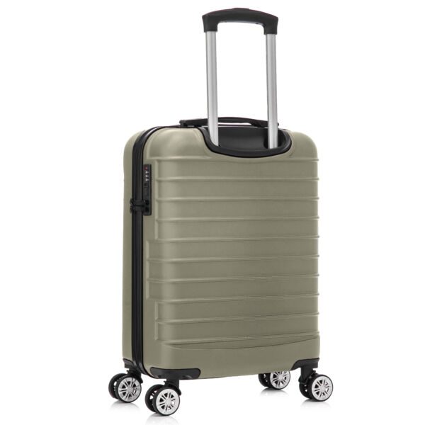 Set 2 trolere cabina Quasar & Co.®, 40x30x20 cm cu roti detasabile si 55x36x20 cm, bagaj de mana, troller cu fermoar antifurt, cifru, maner telescopic lung, geamantan 4 roti duble 360°, valiza ABS 2.8 mm rezistent, 10kg, LINE, Sampanie - imagine 5