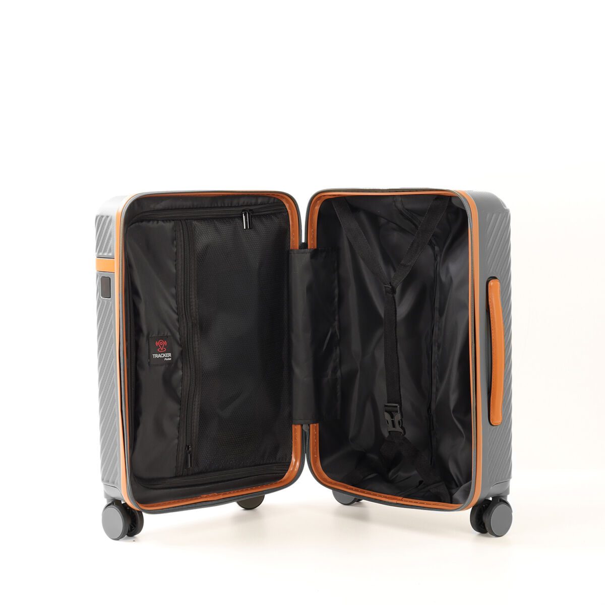 Troler mare Quasar & Co.®, 74x48x30 cm, bagaj de cala, valiza cu cifru, maner telescopic lung, geamantan cu 4 roti duble silentioase 360°, ABS, 2 compartimente cu buzunar, LUXOR, gri 5