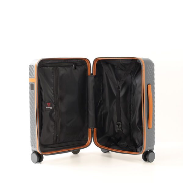 Troler mare Quasar & Co.®, 74x48x30 cm, bagaj de cala, valiza cu cifru, maner telescopic lung, geamantan cu 4 roti duble silentioase 360°, ABS, 2 compartimente cu buzunar, LUXOR, gri - imagine 5