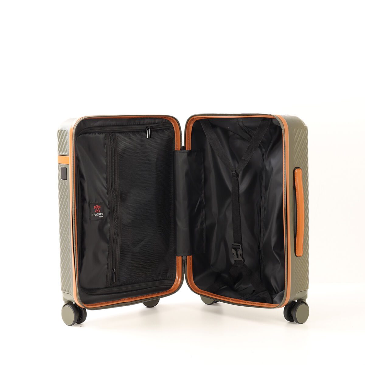 Troler cabina avion Quasar & Co.®, 56x38x23cm, bagaj de mana, troller cu cifru, maner telescopic lung, geamantan cu 4 roti duble silentioase 360°, valiza ABS, 2 compartimente cu buzunar, LUXOR, kaki 6