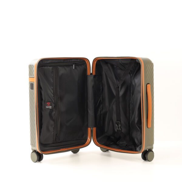 Troler cabina avion Quasar & Co.®, 56x38x23cm, bagaj de mana, troller cu cifru, maner telescopic lung, geamantan cu 4 roti duble silentioase 360°, valiza ABS, 2 compartimente cu buzunar, LUXOR, kaki - imagine 6