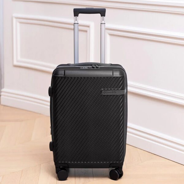 Set 3 trolere, Quasar & Co.®, S/M/L, valize, bagaje cu cifru, maner telescopic, geamantane cu 4 roti duble silentioase 360°, ABS, cate 2 compartimente cu buzunar, LUXOR, negru - imagine 7