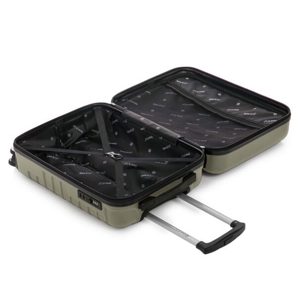 Set 2 trolere cabina Quasar & Co.®, 40x30x20 cm cu roti detasabile si 55x36x20 cm, bagaj de mana, troller cu fermoar antifurt, cifru, maner telescopic lung, geamantan 4 roti duble 360°, valiza ABS 2.8 mm rezistent, 10kg, LINE, Sampanie - imagine 9