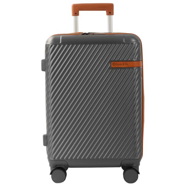 Troler mare Quasar & Co.®, 74x48x30 cm, bagaj de cala, valiza cu cifru, maner telescopic lung, geamantan cu 4 roti duble silentioase 360°, ABS, 2 compartimente cu buzunar, LUXOR, gri - imagine 2