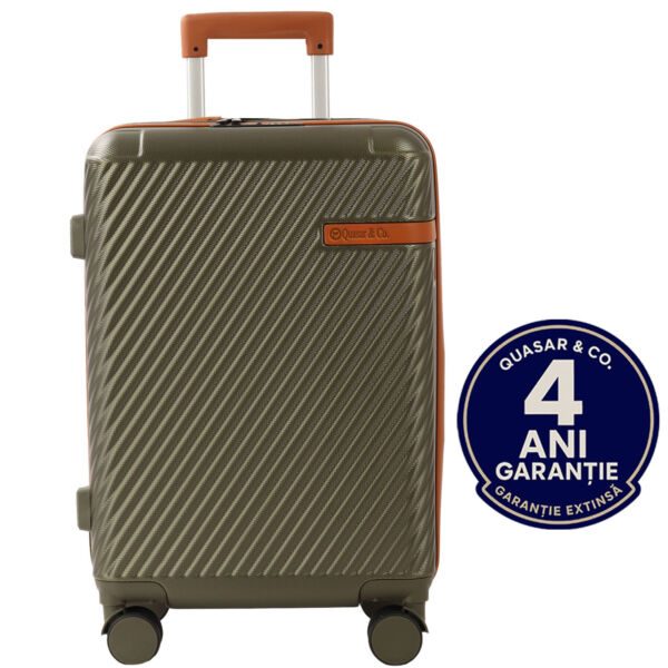 Troler mare Quasar & Co.®, 74x48x30 cm, bagaj de cala, valiza cu cifru, maner telescopic lung, geamantan cu 4 roti duble silentioase 360°, ABS, 2 compartimente cu buzunar, LUXOR, kaki Trolere mari 2026-04-18 2