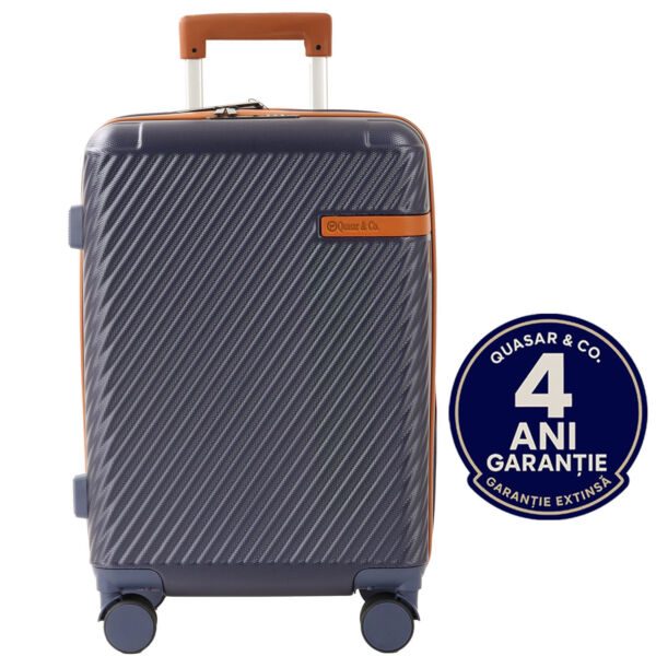 Troler mare Quasar & Co.®, 74x48x30 cm, bagaj de cala, valiza cu cifru, maner telescopic lung, geamantan cu 4 roti duble silentioase 360°, ABS, 2 compartimente cu buzunar, LUXOR, albastru - imagine 1