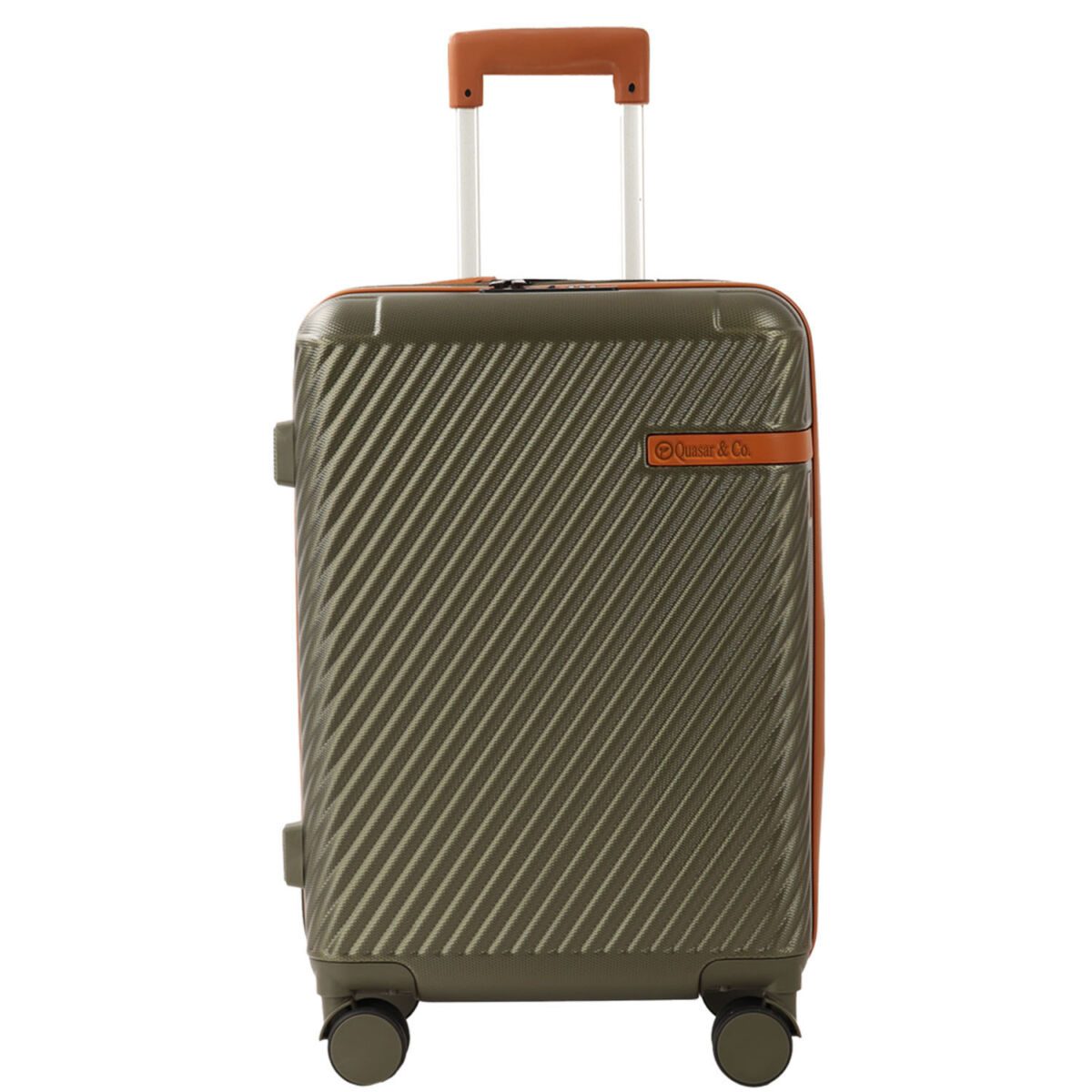 Troler mediu extensibil Quasar & Co.®, 64x41x26.5-31 cm, bagaj de cala, valiza cu cifru, maner telescopic lung, geamantan cu 4 roti duble silentioase 360°, ABS, 2 compartimente cu buzunar, LUXOR, kaki 2